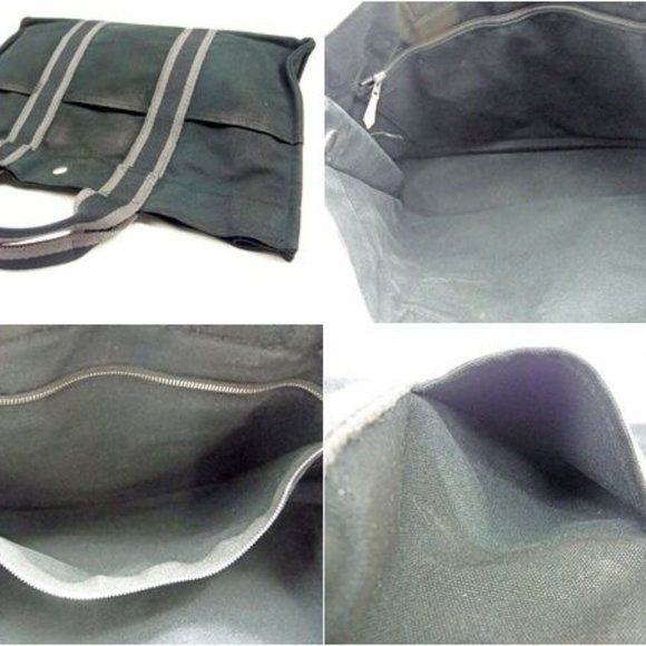 Hermes Tote bag Fourre Tout Black Grey Woman unisex Authentic Used Y6720 - Picture 6 of 6